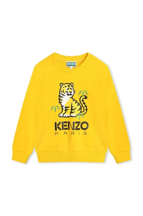 Dječja pamučna dukserica Kenzo Kids boja: žuta, s tiskom