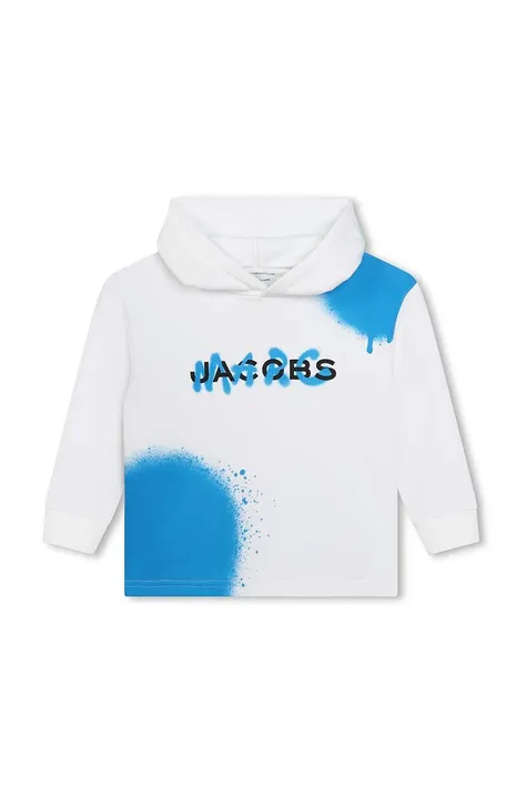Marc Jacobs bluza copii culoarea alb, cu glugă, cu imprimeu
