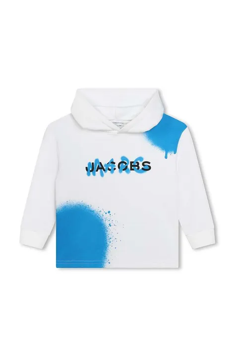 Otroški pulover Marc Jacobs bela barva, s kapuco
