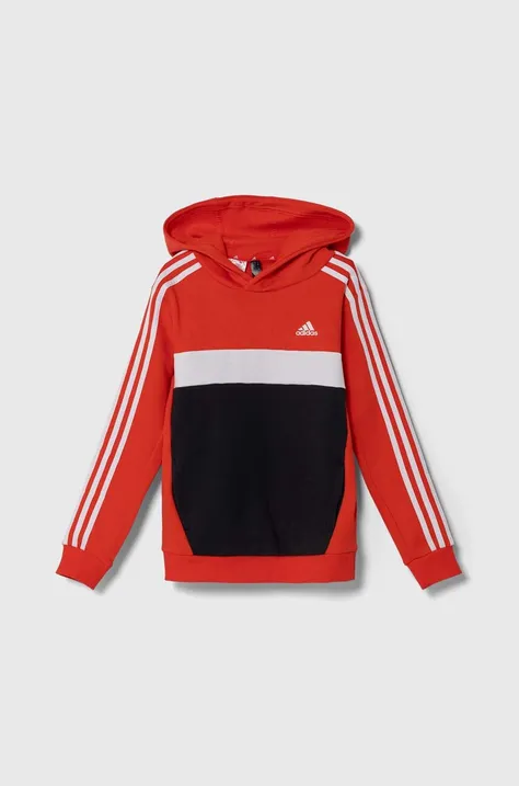 Otroški pulover adidas rdeča barva, s kapuco