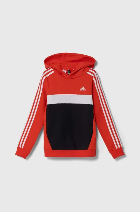Παιδική μπλούζα adidas χρώμα: κόκκινο, με κουκούλα