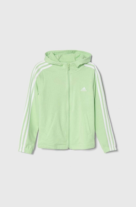 adidas bluza copii culoarea verde, cu glugă, cu imprimeu