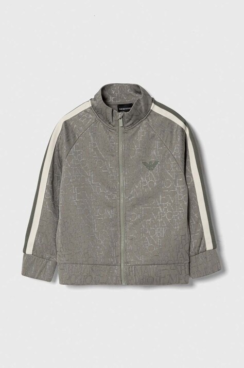 Детски суичър Emporio Armani в сиво с десен