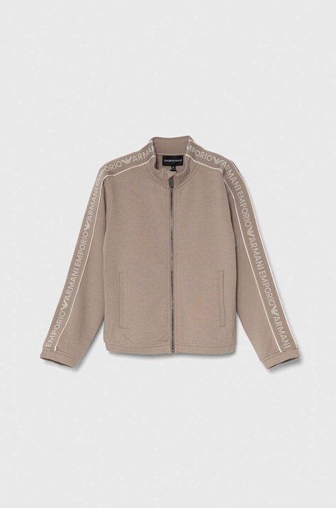 Детски суичър Emporio Armani в кафяво с апликация