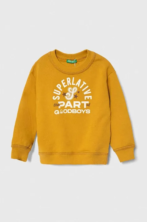 Otroški bombažen pulover United Colors of Benetton rumena barva