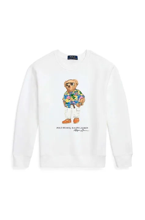 Детская хлопковая кофта Polo Ralph Lauren цвет белый с принтом