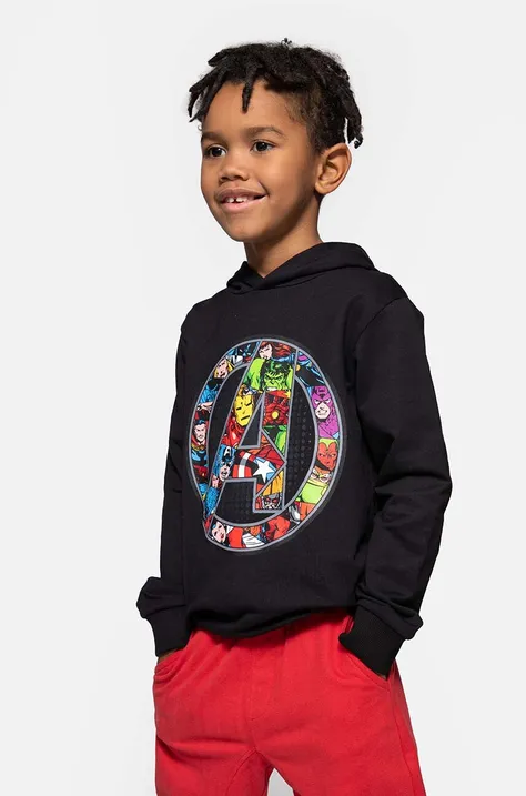 Coccodrillo bluza dziecięca kolor czarny z kapturem z nadrukiem