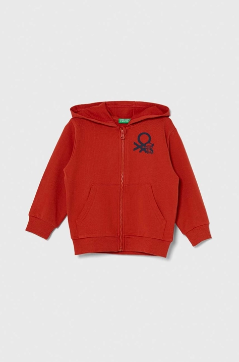 United Colors of Benetton felpa in cotone bambino/a colore rosso con cappuccio