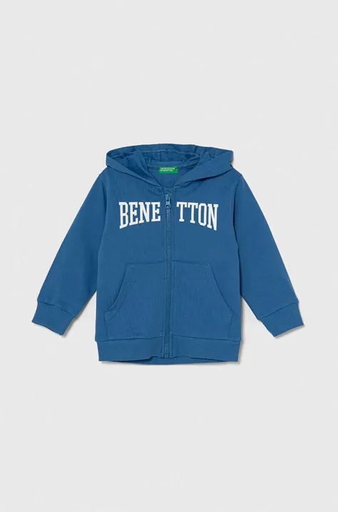 Дитяча бавовняна кофта United Colors of Benetton з капюшоном з принтом