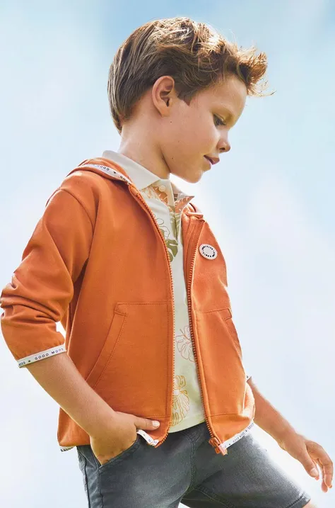 Mayoral bluza dziecięca kolor pomarańczowy z kapturem gładka