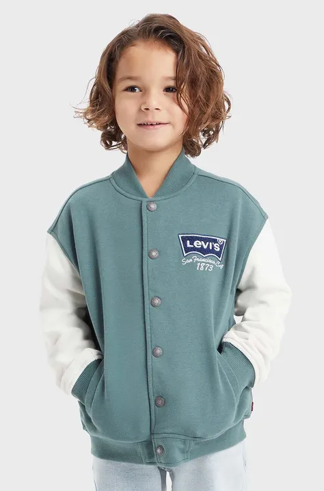 Дитяча куртка-бомбер Levi's LVB PREP SPORT BOMBER JACKET колір зелений