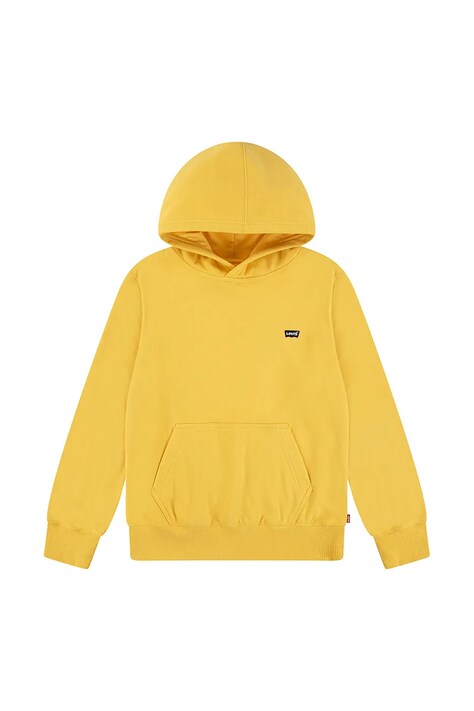 Dětská mikina Levi's LVB MINI BATWING PULL OVER HOO žlutá barva, s kapucí, hladká