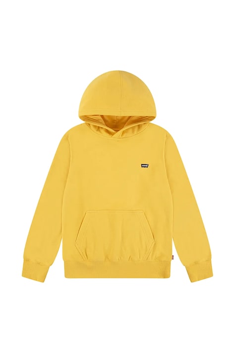 Levi's bluza copii LVB MINI BATWING PULL OVER HOO culoarea galben, cu glugă, neted