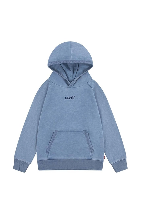 Дитяча кофта Levi's LVB HEADLINE INDIGO HOODIE з капюшоном однотонна