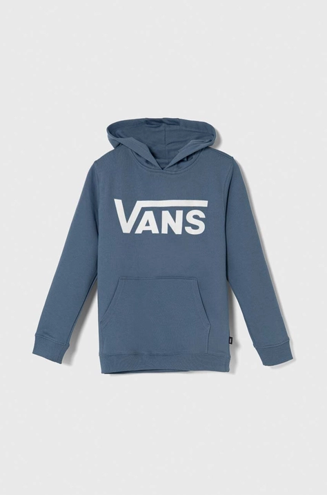 Vans bluza bawełniana dziecięca VANS CLASSIC PO kolor niebieski z kapturem z nadrukiem