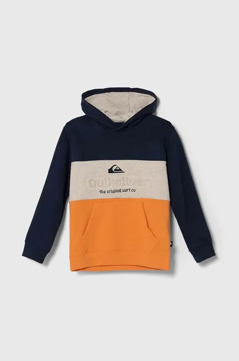 Quiksilver bluza copii EMBOSSHOODYTH culoarea portocaliu, cu glugă, cu imprimeu