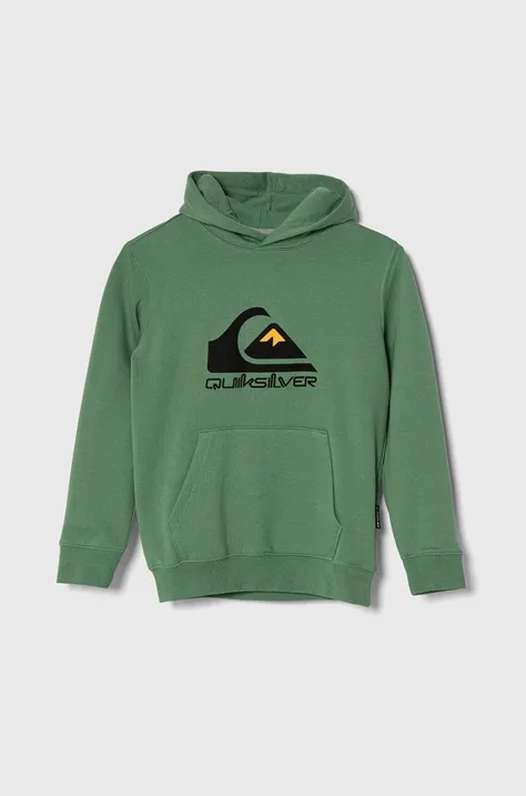 Otroški pulover Quiksilver BIG LOGO zelena barva, s kapuco