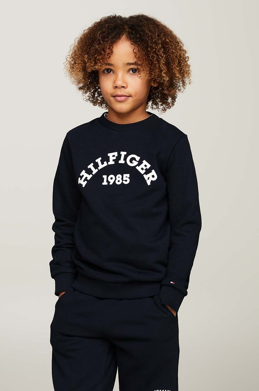 Tommy Hilfiger bluza copii culoarea negru, cu imprimeu