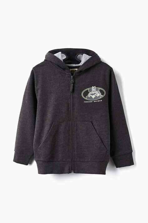 Детски суичър zippy в черно с качулка с принт
