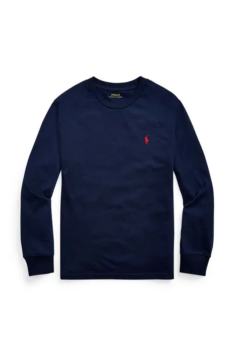 Otroški bombažen pulover Polo Ralph Lauren mornarsko modra barva, 323843804002
