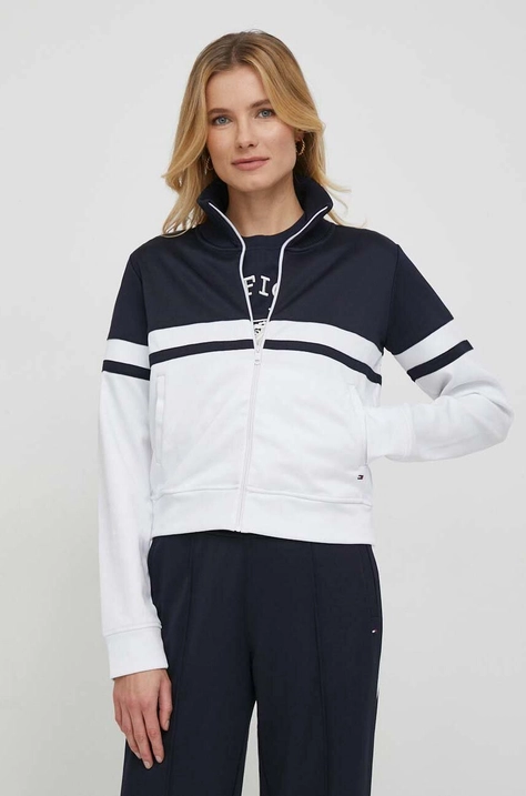 Mikina Tommy Hilfiger dámská, tmavomodrá barva, vzorovaná, WW0WW41136