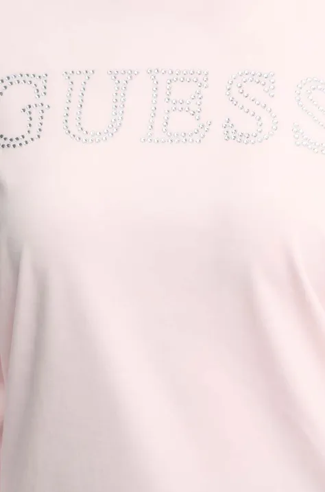 Guess bluza damska kolor różowy z kapturem