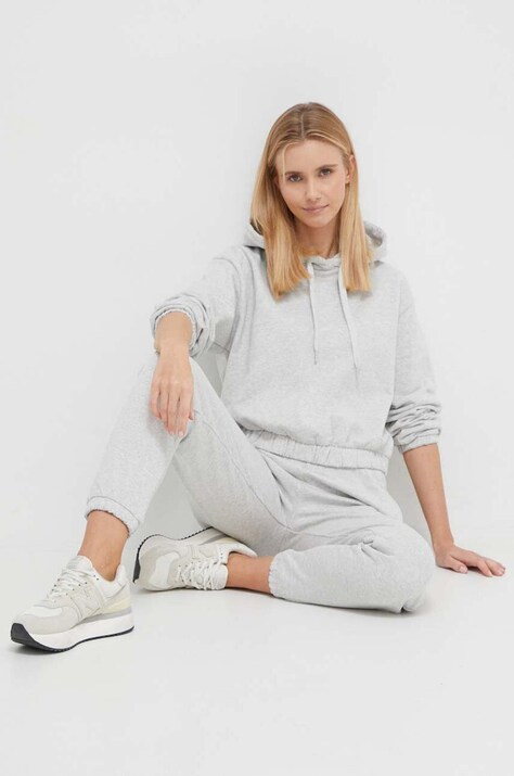 Guess felpa in cotone donna colore grigio con cappuccio
