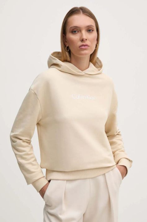 Calvin Klein felpa in cotone donna colore beige con cappuccio K20K205449