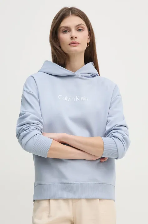 Calvin Klein felpa in cotone donna colore blu con cappuccio K20K205449