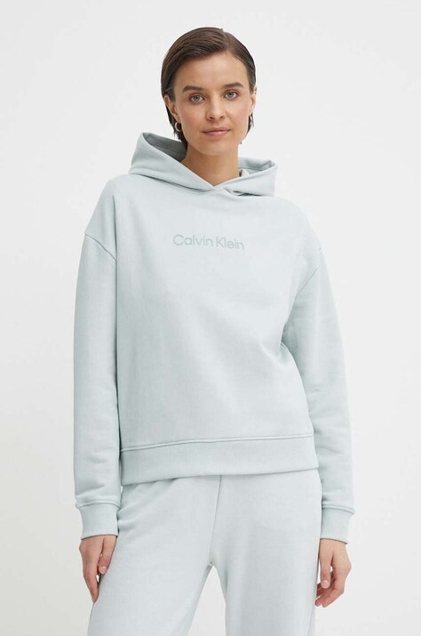 Calvin Klein hanorac de bumbac femei, cu glugă, cu imprimeu, K20K205449