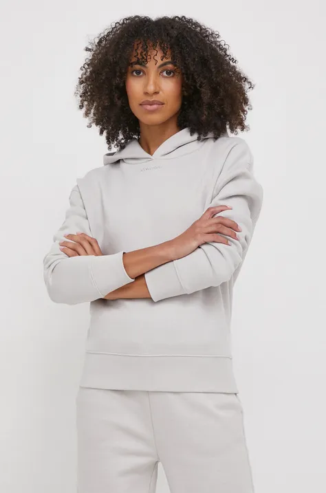 Dukserica Calvin Klein za žene, boja: siva, s kapuljačom, bez uzorka, K20K206960