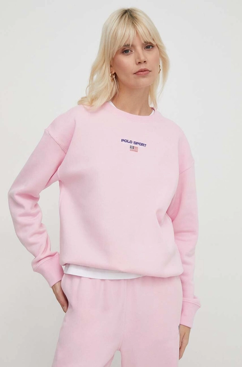 Polo Ralph Lauren bluza damska kolor różowy z aplikacją