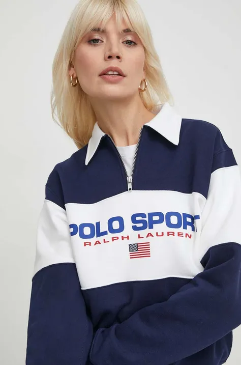 Polo Ralph Lauren bluza damska kolor granatowy z nadrukiem 211936920