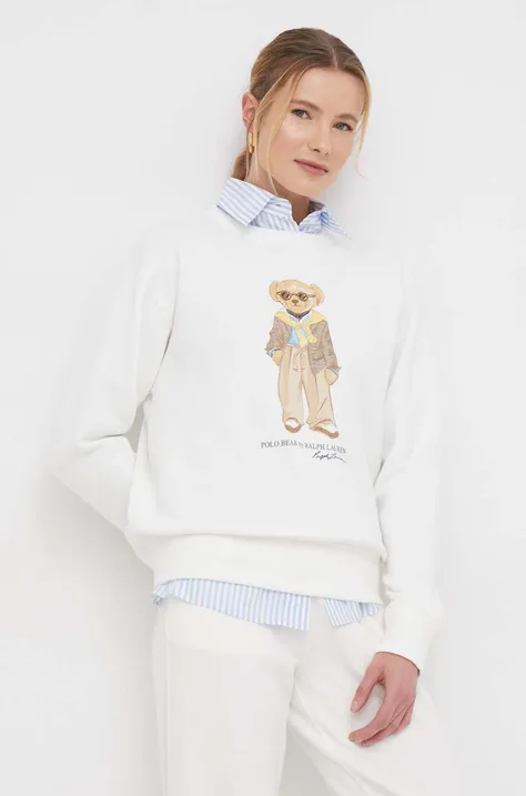 Polo Ralph Lauren bluză femei, culoarea bej, cu imprimeu 211924298