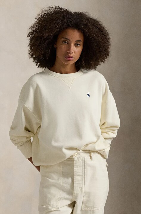 Polo Ralph Lauren bluza femei, culoarea bej, cu imprimeu, 211936820