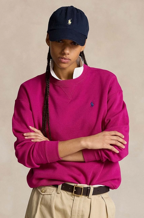 Dukserica Polo Ralph Lauren za žene, boja: bordo, bez uzorka