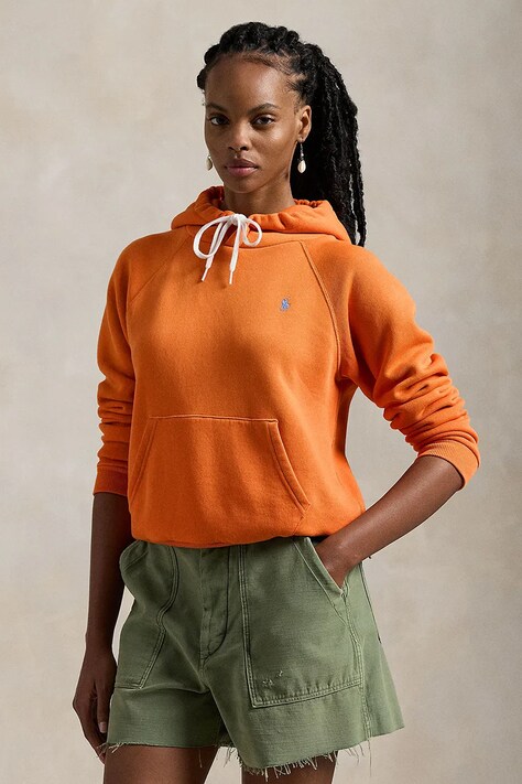 Pulover Polo Ralph Lauren ženski, rdeča barva, s kapuco, 211943007