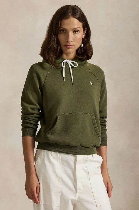 Pulover Polo Ralph Lauren ženski, rdeča barva, s kapuco, 211943007