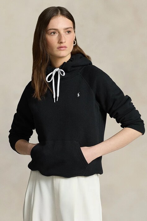 Polo Ralph Lauren bluza culoarea rosu, cu glugă, neted, 211943007