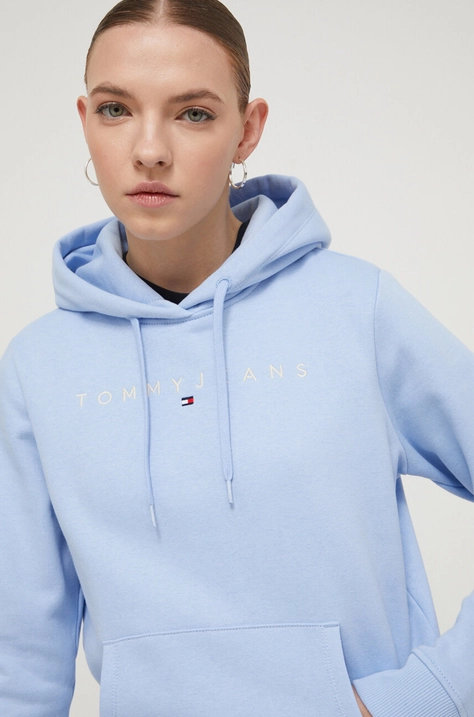 Pulover Tommy Jeans ženska, s kapuco