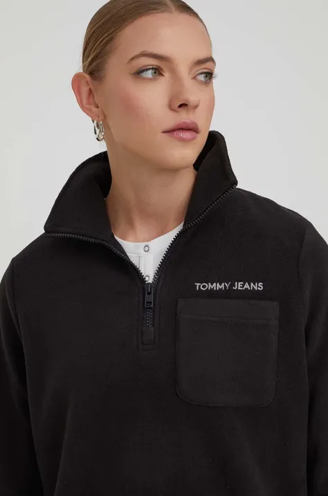 Mikina Tommy Jeans dámská, černá barva, s aplikací, DW0DW17330