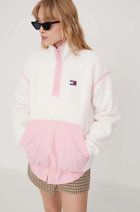 Tommy Jeans felpa donna colore bianco con applicazione