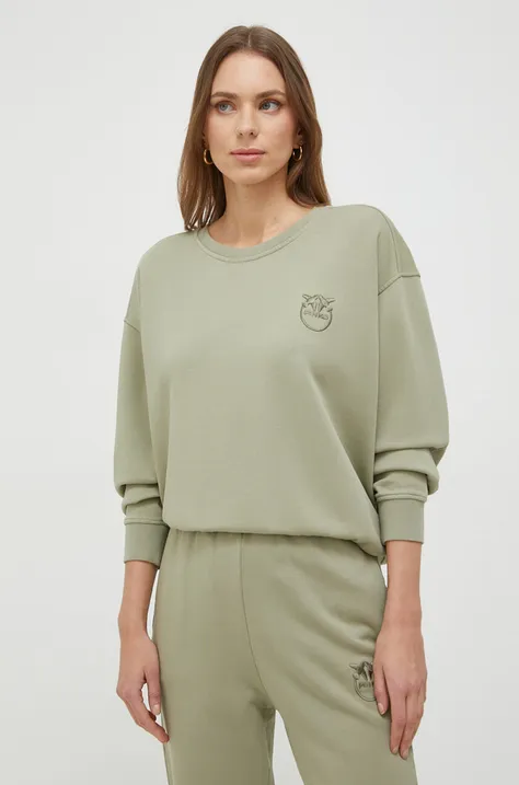 Bombažen pulover Pinko ženska, zelena barva
