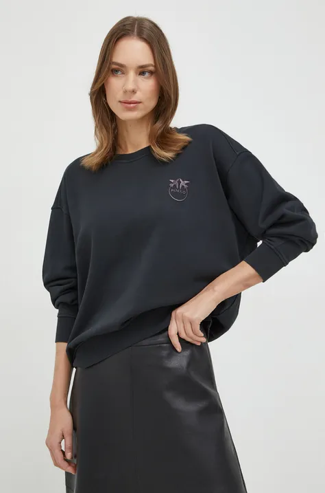 Pinko bluza bawełniana damska kolor czarny z aplikacją 101831.A1N7