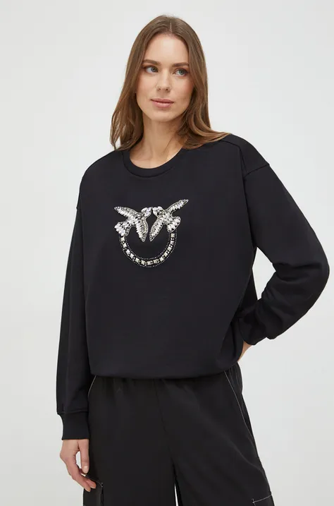 Pinko bluza bawełniana damska kolor czarny z aplikacją 100534.A1R8