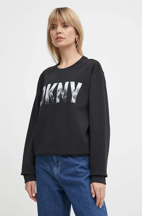 Кофта Dkny женская цвет чёрный с принтом P4AHASID