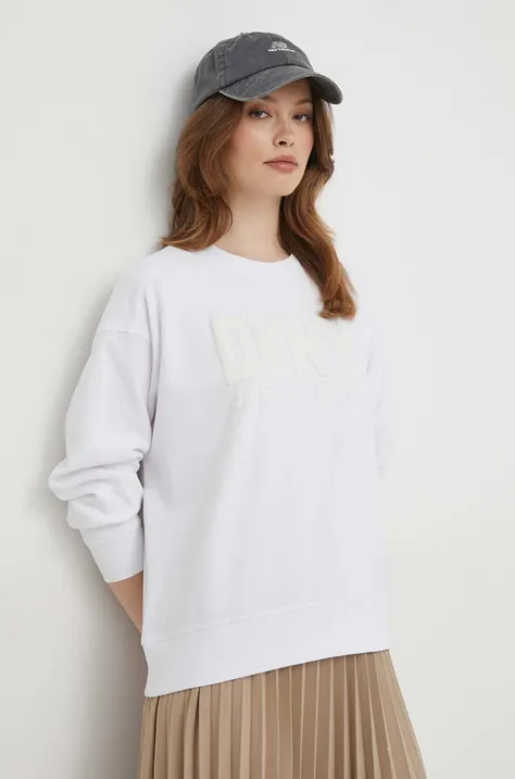 Bombažen pulover Dkny ženska, bela barva