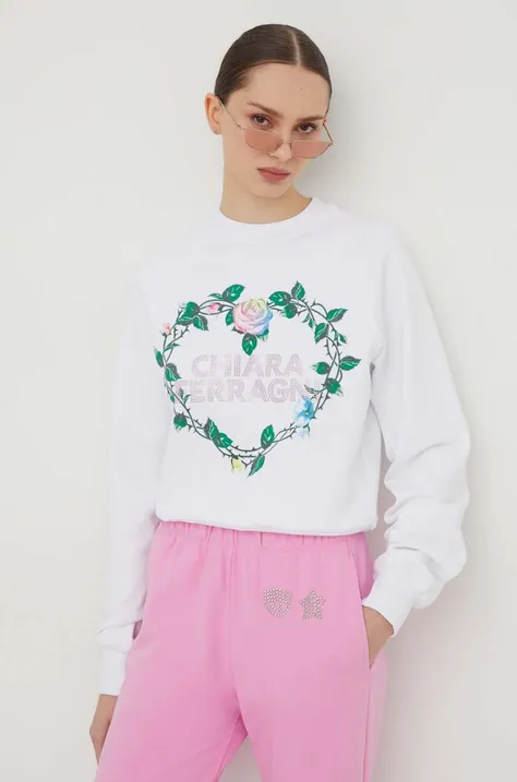Bombažen pulover Chiara Ferragni ženska, bela barva