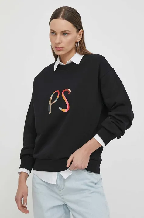 Βαμβακερή μπλούζα PS Paul Smith γυναικεία, χρώμα: μαύρο