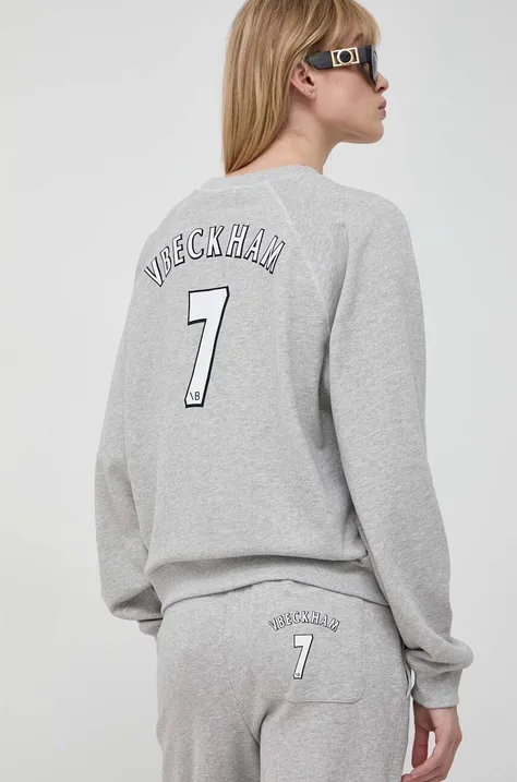 Bombažen pulover Victoria Beckham ženska, siva barva